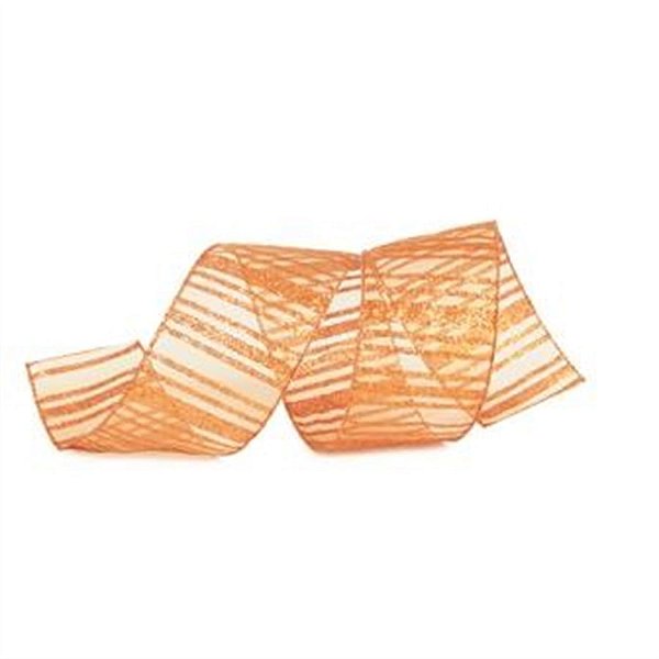 Fita Listras com Glitter Cobre 6,3 cm x 9,14 mts (Fitas Natalinas) - 3 Un