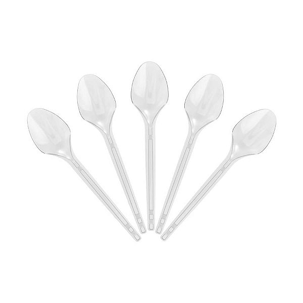 Colher Descartável para Sobremesa Cristal - 50 Un