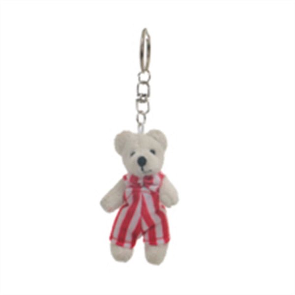 Chaveiro Urso Listras Branco e Vermelho (Patchwork Vermelho) - 6 Un