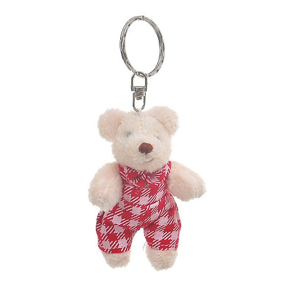 Chaveiro Urso Xadrez Branco e Vermelho (Patchwork Vermelho) - 6 Un