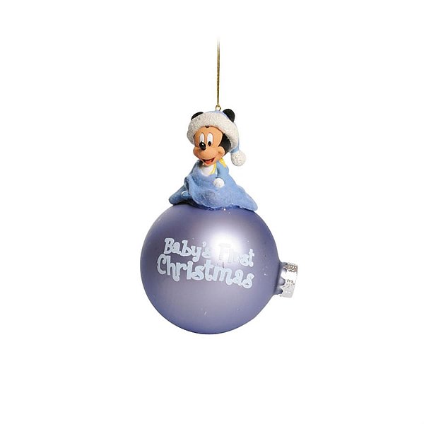 Natal Disney - Bola 3D Baby Mickey Azul Claro 8cm - 2 Un
