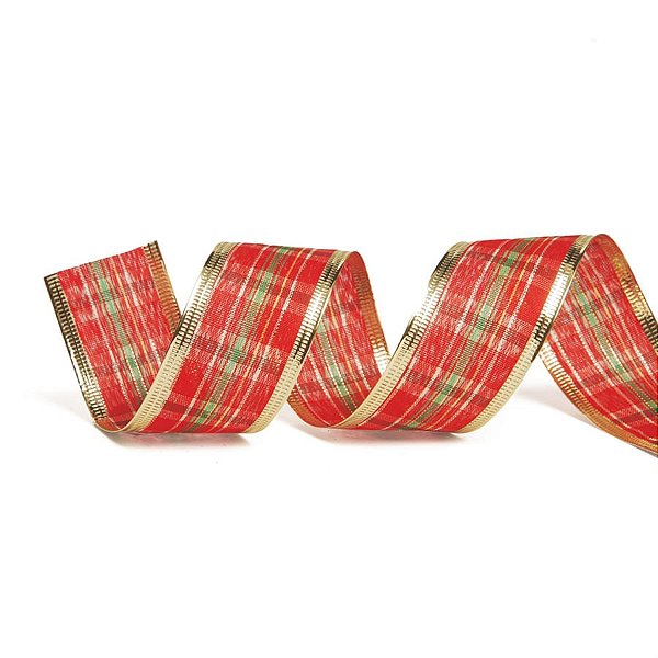 Fita de Natal Xadrez Vermelho e Verde 3,8cm - 1 Rolo