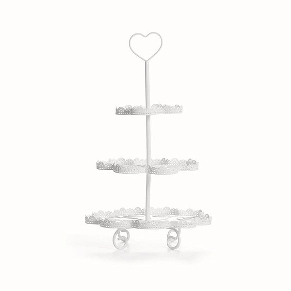 Suporte com Coração 3 Andares Branco (Cake)