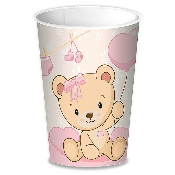 Baby Shower Ursinho Rosa - Copo de Papel 08 Un