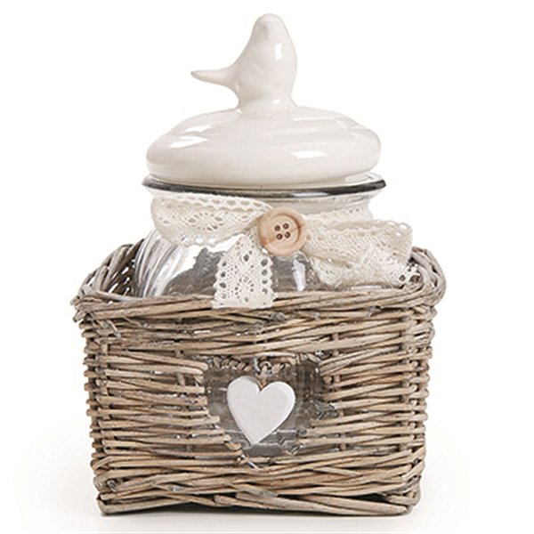 Copa - Cesto de Vime com Um Pote de Vidro