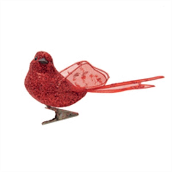 Pássaro com Glitter Vermelho - 3 Un