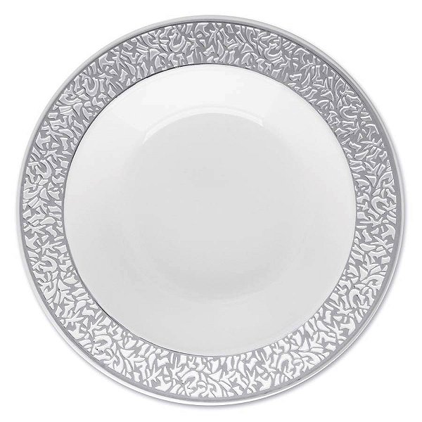 Prato Fundo Vazado Borda Prata 19cm - 06 Un