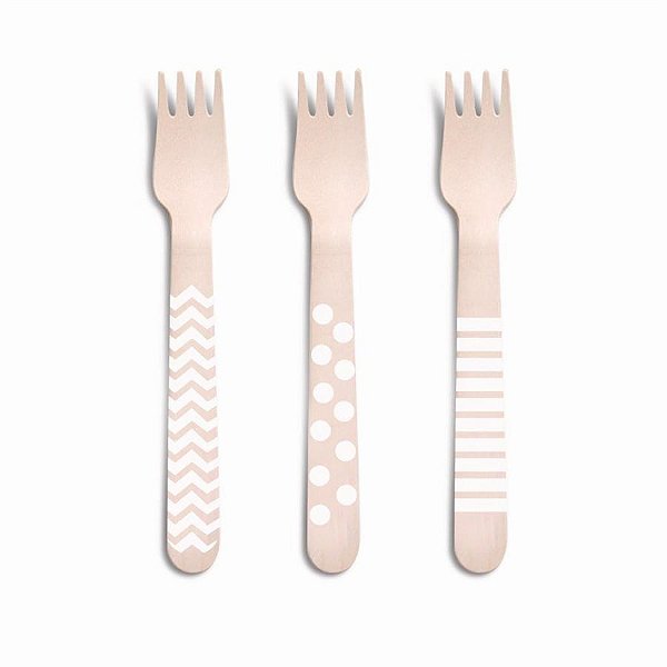 Talheres Decorativos Madeira Garfo Branco com - 8 Un