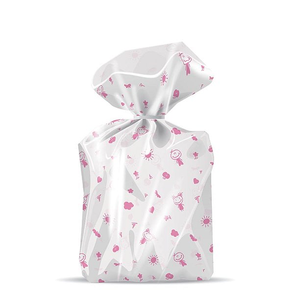 Saquinho Transparente Infantil Rosa 10x15cm - 100 Un
