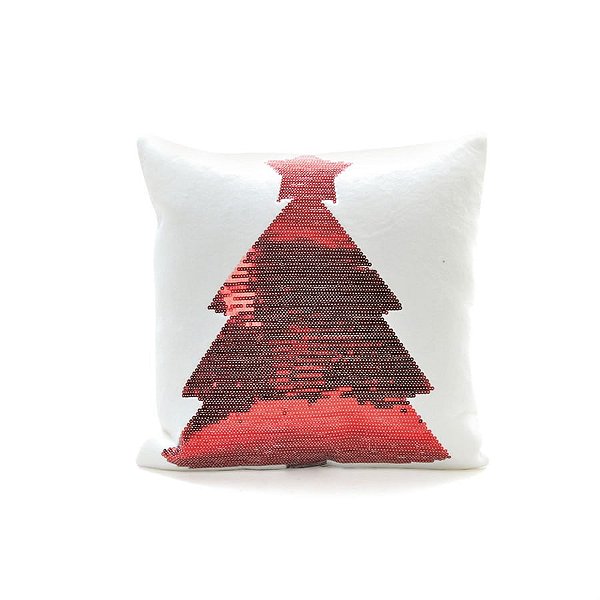 Almofada Árvore de Natal Branco e Vermelho