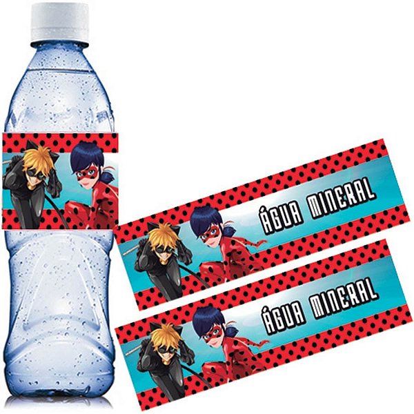Festa Miraculous LadyBug - Adesivo Especial Água Mineral Miraculous - 06 Un