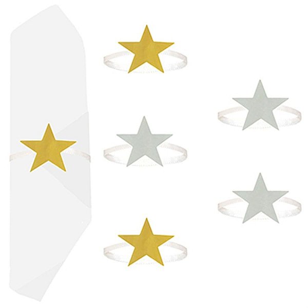 Porta Guardanapo Estrelas Prata e Dourado - 06 Un