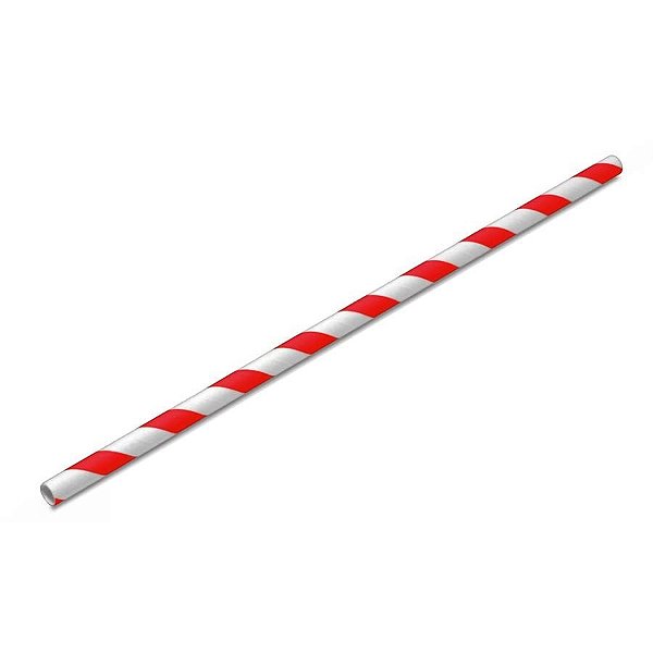 Canudo de Papel Listrado Vermelho - 20 unidades