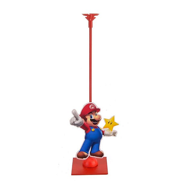 Festa Super Mário - Enfeite de Mesa Porta Balão Super Mario Bros - Mario