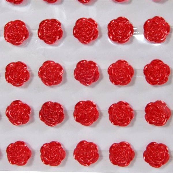 Cartela Mini Rosa Adesiva 12mm - Vermelha