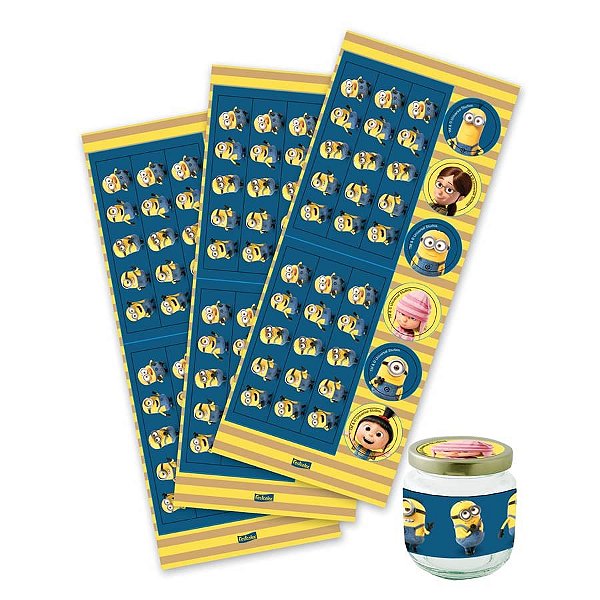 Festa Minions - Kit Adesivo para 18 Potinhos - Meu Malvado Favorito 3