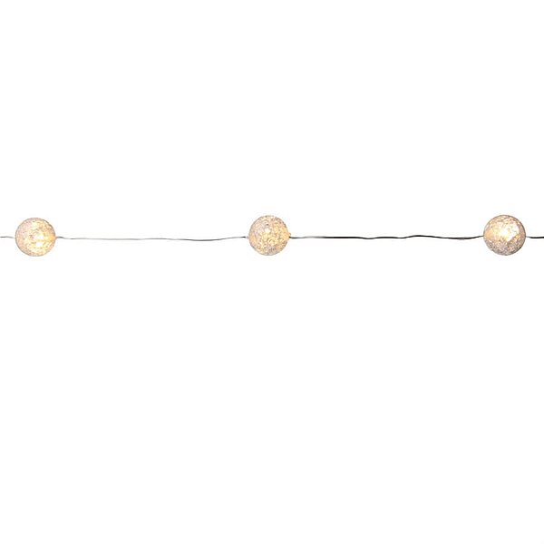 Cordão 20 Leds Bola Craquelada 3AA Amarelo