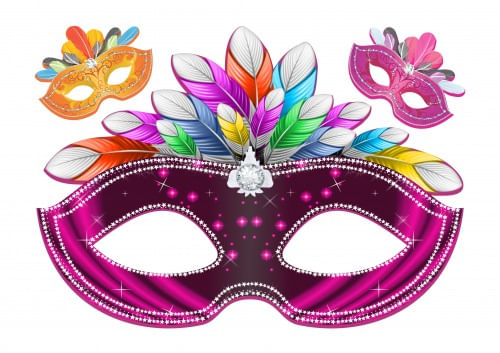 Kit Máscara de Carnaval ROSA para Decoração de Salão - 03 Un