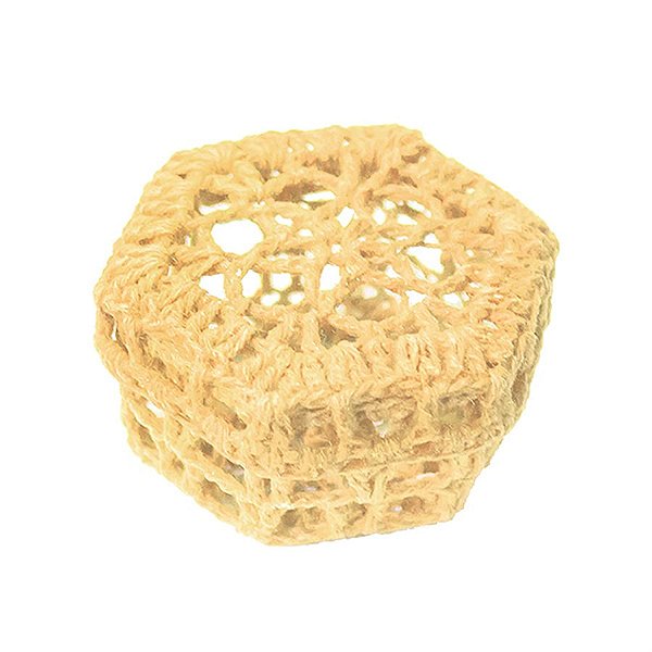 Mini Caixinha Sextavada de Crochê para Lembrancinha - Nude