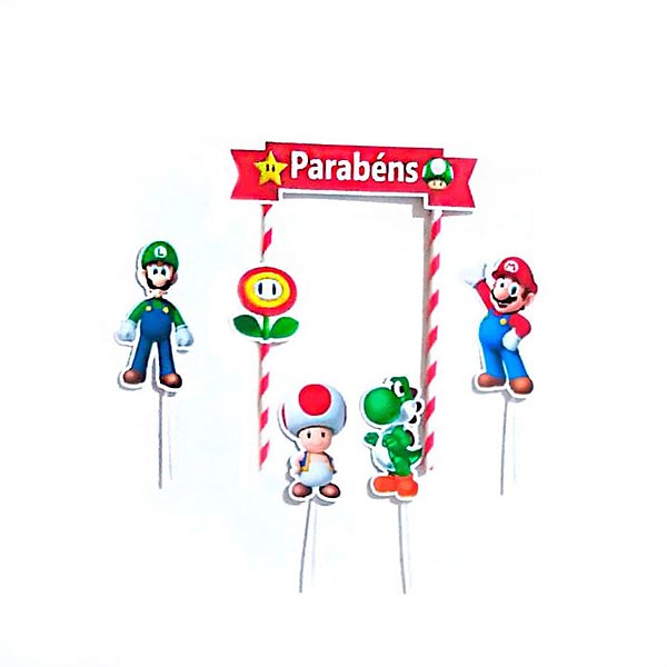 Festa Super Mário - Enfeite para Topo de Bolo Super Mario Bros - 03 Un