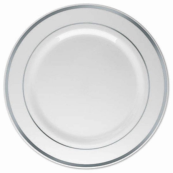 Prato Sobremesa Borda Prata 15cm - 06 Un