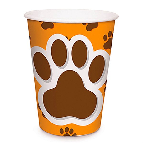 Festa Cachorrinhos - Copo de Papel 240ml Patinhas 08 Un