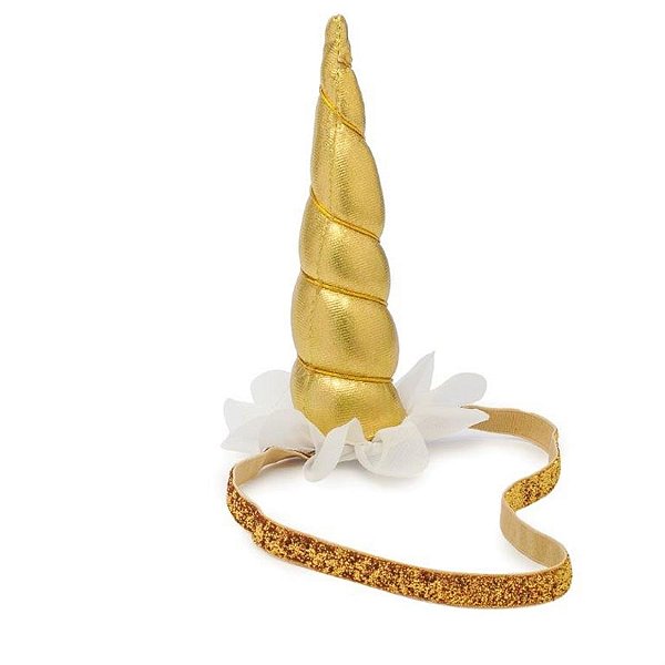 Festa Unicórnio - Acessório Tiara com Elastico Unicórnio Dourado