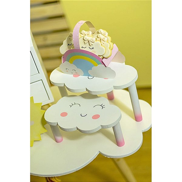 Festa Chuva de Amor - Banquinho de Madeira G (30x19,5x21cm)