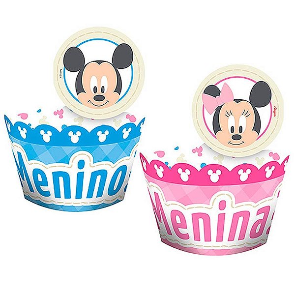Festa Disney Baby - Forma para Cupcake e Enfeite Baby Disney Chá de Revelação - 12 Un
