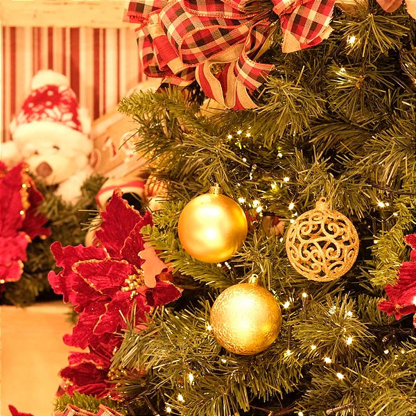 Bola de Natal Fosca Texturizada Vazada Ouro 8cm - 6 Un