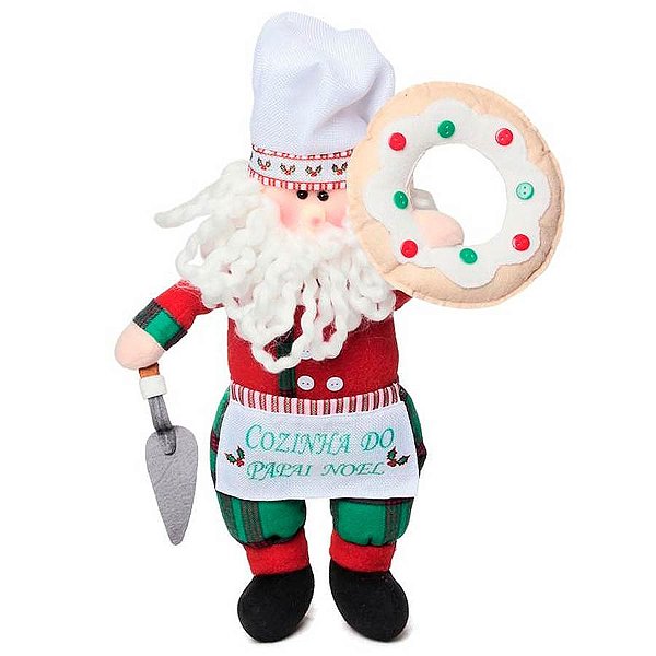 Enfeite Maçãneta Noel Chef Verde e Vermelho 44cm (Bologna)