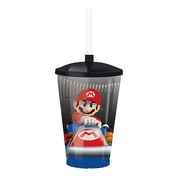 Festa Mario Kart - Copo Plástico com Tampa 500 ml