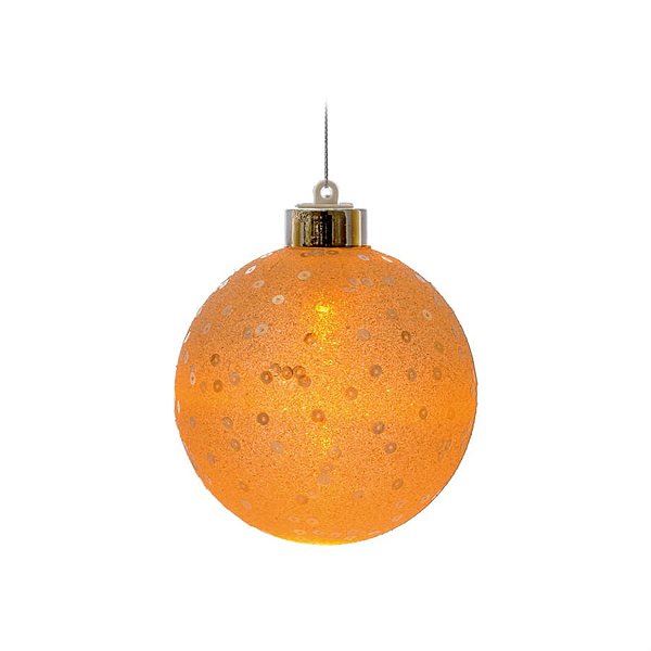 Iluminação de Natal - Bola com Lantejoulas com Led Branco 10cm - 4 Un