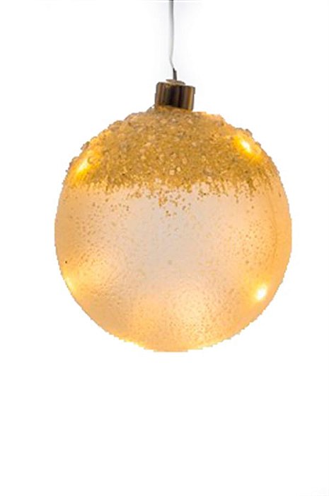 Iluminação de Natal - Bola com Vidro 8 Leds Fosca Branco 10cm