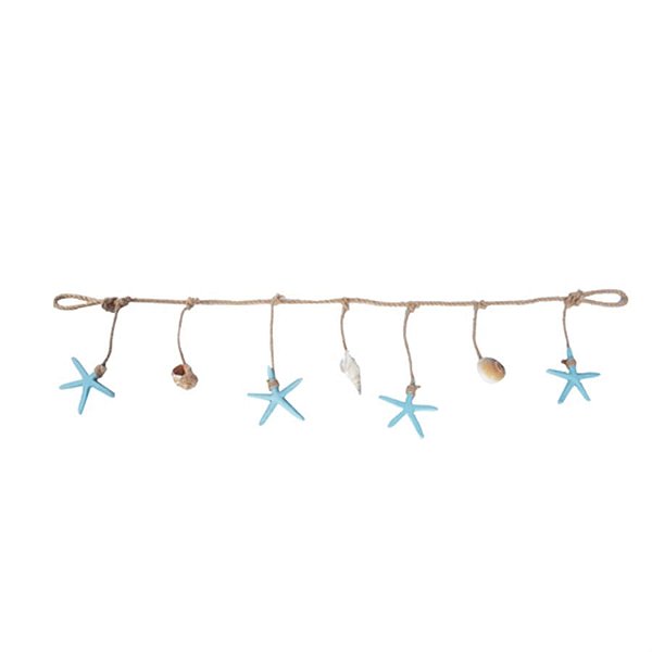 Corda Decorativa Natural com Conchas e Estrelas Do Mar