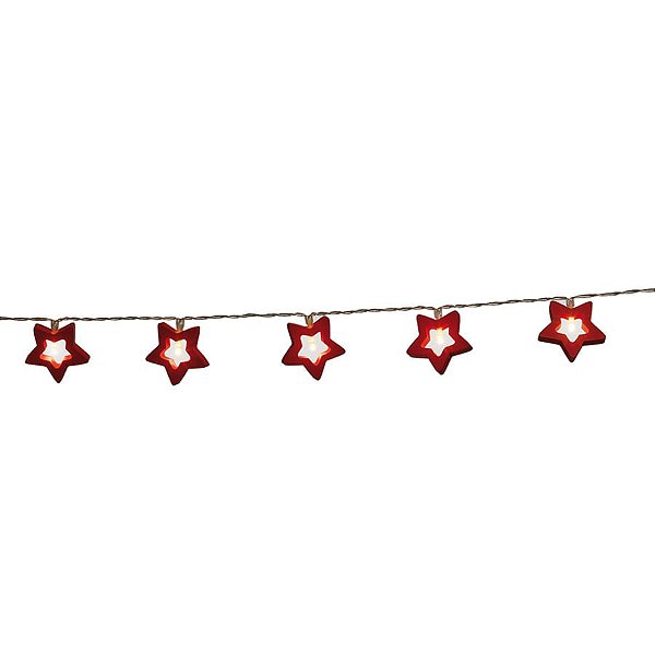 Pisca Pisca com 8 Leds Estrela Vermelha Cordão Incolor 1,20m 2 Pilha AA