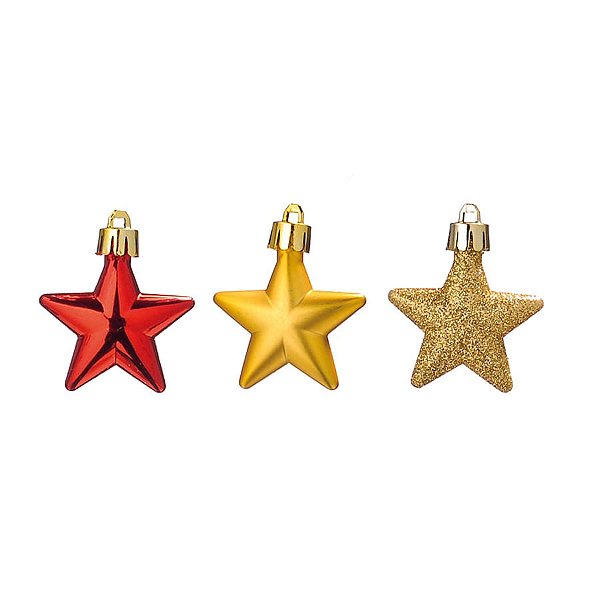 Estrelas para Pendurar Vermelho e Ouro 5 cm