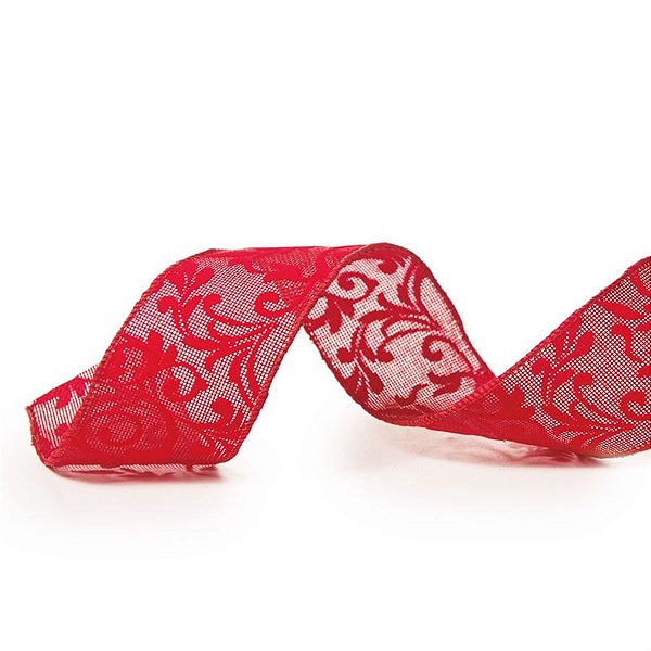 Fita de Natal Folhas Vermelho 6,3cm - 1 Un