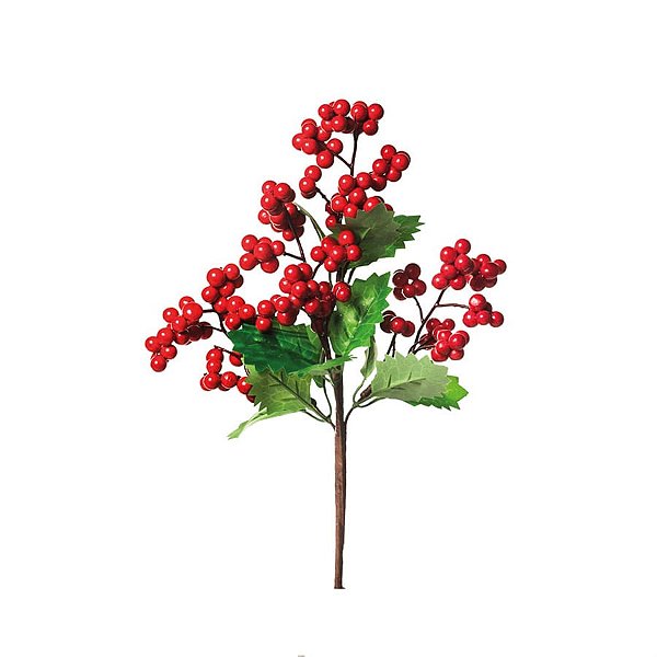 Galho Médio Folhas e Frutas Vermelho e Verde (Galhos Médios) - 1 Un