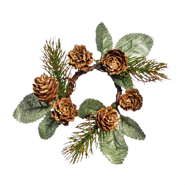 Mini Guirlanda Pinhas e Folhas Verde Bandeira e Marrom (Xmas Spirit) - 1 Un