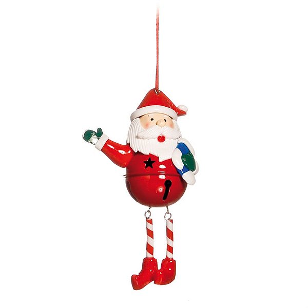 Papai Noel com Presente Nó Guizo Vermelho e Branco