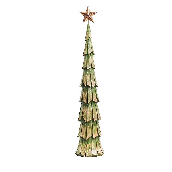 Pinheiro Decorativo em Resina Verde Bandeira Tamanho M (Santa Claus)