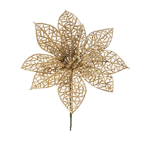 Poinsettia com Glitter Nude (Flores Cabo Curto) - 1 Un