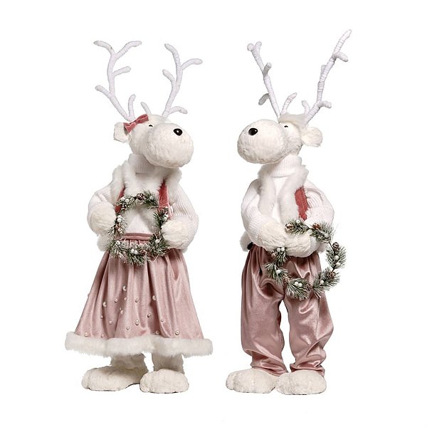 Rena de Natal Vestido e Rena de Natal Macacão Rosê Gold 90cm