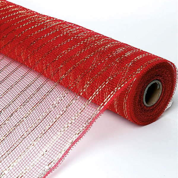 Tela Decorativa Vermelho e Ouro 50X900cm (Telas e Tecidos)