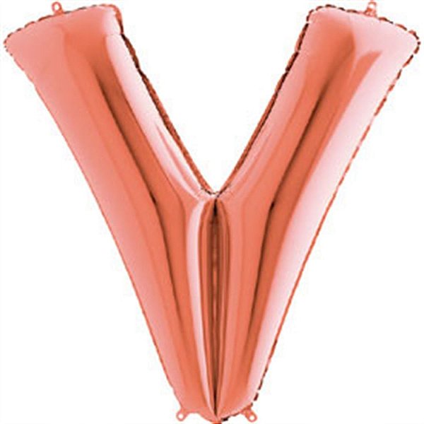 Balão Metalizado Letra V Rose Gold 40'' / 101cm