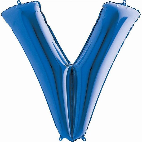 Balão Metalizado Letra V Azul 40'' / 101cm