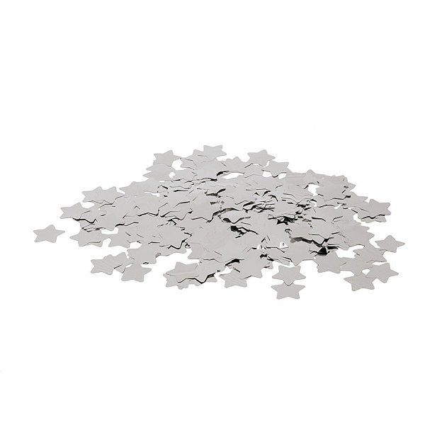 Confete Metálico Estrela Prata 2 cm - 100 Gramas