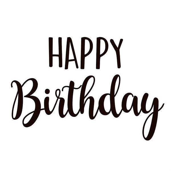 Lettering Transfer para Balão Happy Birthiday Preto Parabéns 22X18 cm