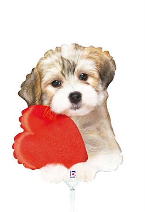Balão Metalizado Cachorro Coração 29'' / 73cm